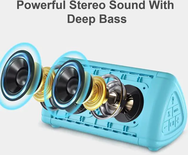 Alt view image 3 of 7 - Prosonic BT3 Portable Wireless Bluetooth Speaker with 10W Stereo Sound & Bass Boost -Rich Sound & Intense Bass -Bluetooth 5.0 -Microphone -IPX5 - in & Outdoor Speaker (Blue)