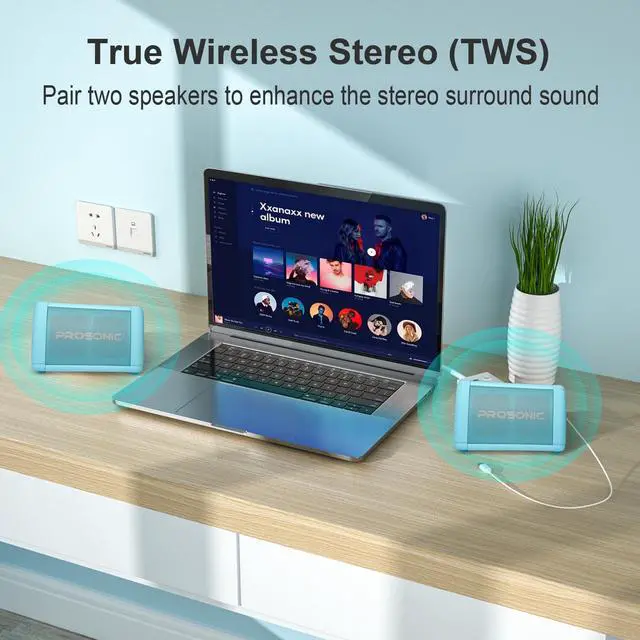 Alt view image 5 of 7 - Prosonic BT3 Portable Wireless Bluetooth Speaker with 10W Stereo Sound & Bass Boost -Rich Sound & Intense Bass -Bluetooth 5.0 -Microphone -IPX5 - in & Outdoor Speaker (Blue)