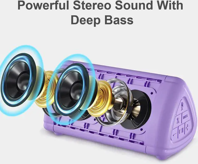 Alt view image 3 of 7 - Prosonic BT3 Portable Wireless Bluetooth Speaker with 10W Stereo Sound & Bass Boost -Rich Sound & Intense Bass -Bluetooth 5.0 -Microphone -IPX5 - in & Outdoor Speaker (Purple)