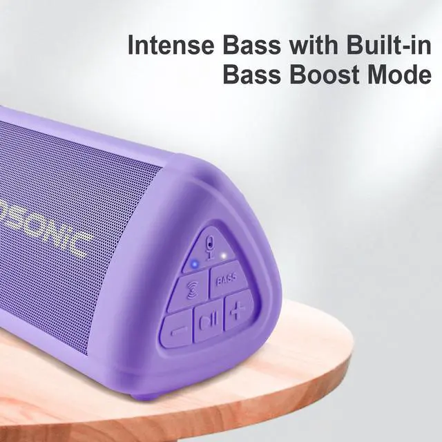 Alt view image 2 of 7 - Prosonic BT3 Portable Wireless Bluetooth Speaker with 10W Stereo Sound & Bass Boost -Rich Sound & Intense Bass -Bluetooth 5.0 -Microphone -IPX5 - in & Outdoor Speaker (Purple)