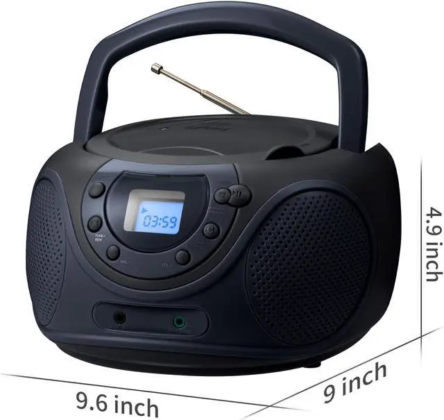 Alt view image 6 of 7 - hPlay Gummy P16 Portable CD Player Boombox AM FM Digital Tuning Radio, Aux Line-in, Headphone Jack, Foldable Carrying Handle (Space Grey)