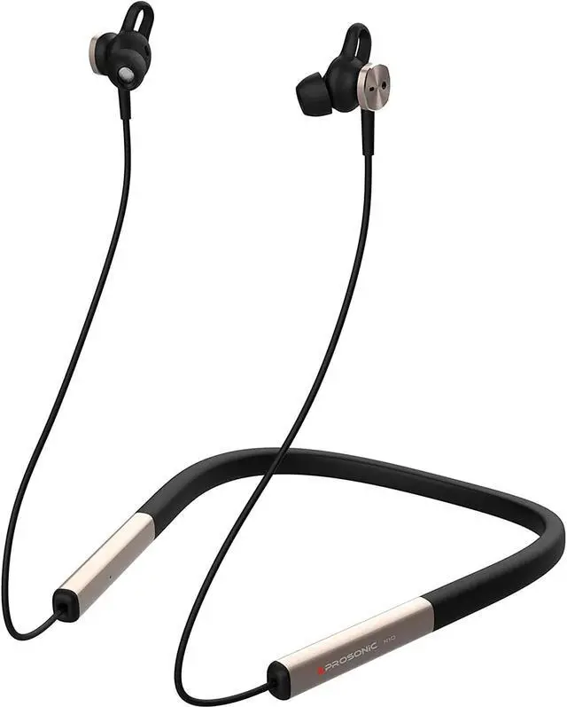 Main image of Prosonic N10 Wireless Neckband Headphones with 12mm Drivers, 12 Hours Playtime, HD Stereo Crystal Clear Sound, IPX5 Waterproof, Sporty and Ergonomic Neck Hanging Design (Black Gold)