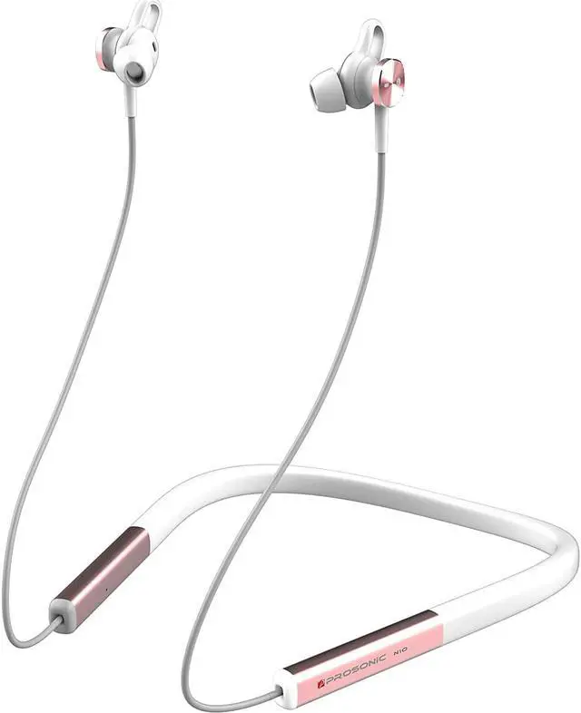 Main image of Prosonic N10 Wireless Neckband Headphones with 12mm Drivers, 12 Hours Playtime, HD Stereo Crystal Clear Sound, IPX5 Waterproof, Sporty and Ergonomic Neck Hanging Design (White Rose Gold)