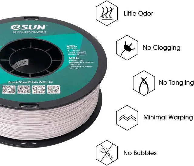 Alt view image 4 of 4 - eSUN ABS+ Filament 1.75mm, 3D Printer Filament ABS Plus, Dimensional Accuracy +/- 0.05mm, 1KG Spool (2.2 LBS) 3D Printing Filament for 3D Printers Cold White