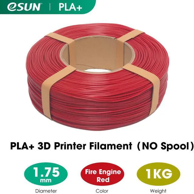 Main image of eSUN PLA+ PLA PLUS Filament Refill 1KG 1.75mm for 3D Printer With NO Spool Fire Engine Red