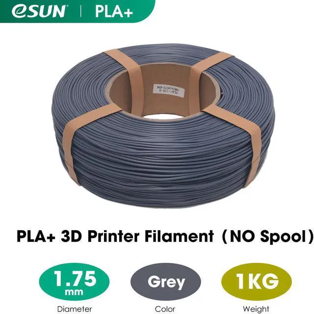 Main image of eSUN PLA+ PLA PLUS Filament Refill 1KG 1.75mm for 3D Printer With NO Spool Grey