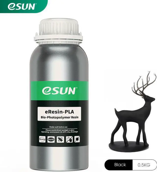 Main image of eSUN Plant-Based 3D Printer Rapid Resin, 405nm LCD UV-Curing PLA Based Resin Photopolymer Resin for Photon LCD 3D Printer Liquid 3D Resin Black 0.5KG