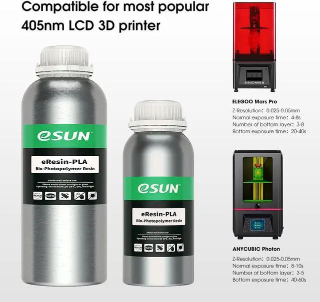 Alt view image 4 of 7 - eSUN Plant-Based 3D Printer Rapid Resin, 405nm LCD UV-Curing PLA Based Resin Photopolymer Resin for Photon LCD 3D Printer Liquid 3D Resin Skin 1kg
