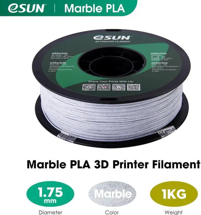 Alt view image 3 of 6 - eSUN Marble PLA Filament 1.75mm, Marble Color 3D Printer Filament PLA, Dimensional Accuracy +/- 0.05mm, 1KG Spool (2.2 LBS) 3D Printing Filament for 3D Printers