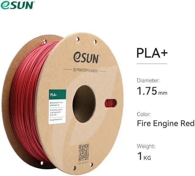 Main image of eSUN PLA+ Filament 1.75mm, 3D Printer Filament PLA Plus, Dimensional Accuracy +/- 0.03mm, 1KG Spool (2.2 LBS) 3D Printing Filament for 3D Printers Fire Engine Red