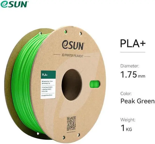 Main image of eSUN PLA+ Filament 1.75mm, 3D Printer Filament PLA Plus, Dimensional Accuracy +/- 0.03mm, 1KG Spool (2.2 LBS) 3D Printing Filament for 3D Printers Peak Green
