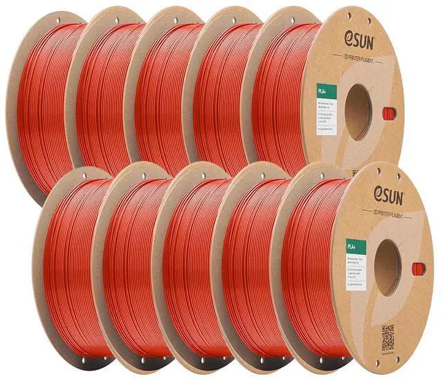 Main image of eSUN 10KG Bulk PLA+ Filament 1.75mm, Red, 10 Spool Pack (1KG/Spool) Pro-Grade High Toughness PLA Plus 3D Printer Filament, Clog-Free, Dimensional Accuracy +/- 0.03mm