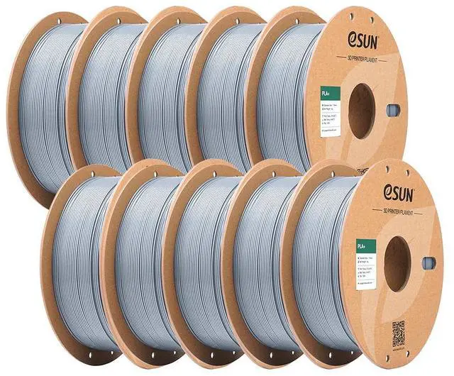 Main image of eSUN -Wholesale- 10 Rolls PLA+ Filament 1.75mm, 3D Printer Filament PLA Plus, Dimensional Accuracy +/- 0.03mm, 1KG Spool (2.2 LBS) 3D Printing Filament for 3D Printers Silver