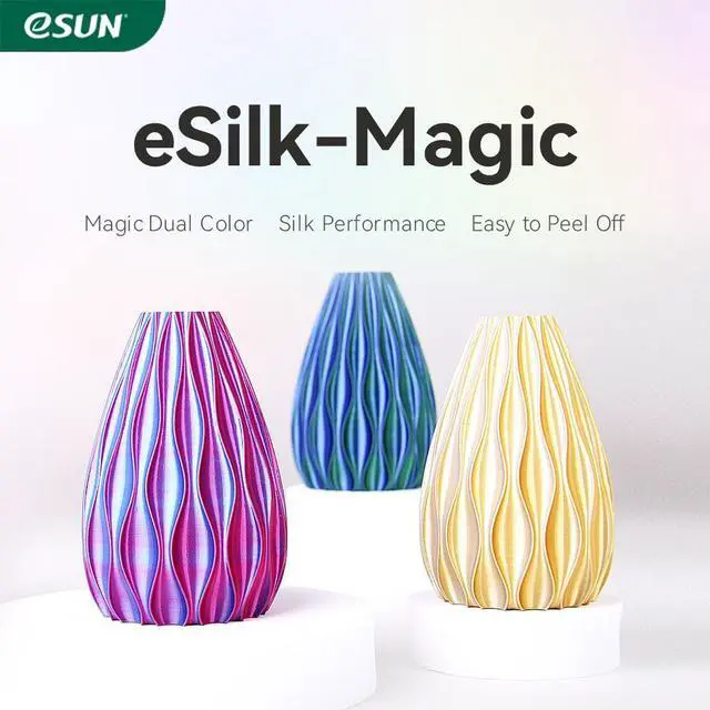 Alt view image 2 of 6 - eSUN Silk Magic PLA Filament 1.75mm, Shiny Silk Dual Color Co Extrusion 3D Printer Filament, 1KG (2.2 LBS) Spool 3D Printing Color Change Filament for 3D Printers, Red Blue