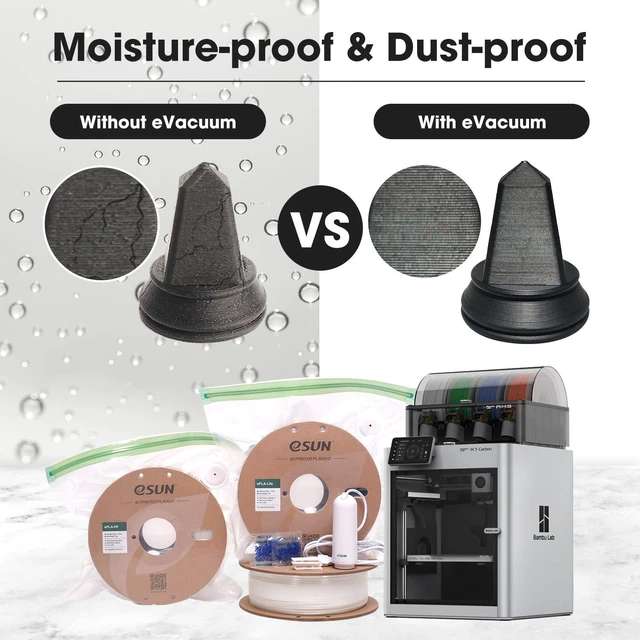 Alt view image 2 of 7 - eSUN 3D Printing Filament Electronic Vacuum Storage Kit Pro 2, Spool Storage Sealing Bags Dust Proof Humidity Resistant for Keeping Filament Dry, 10 Vaccum Bags/Kit