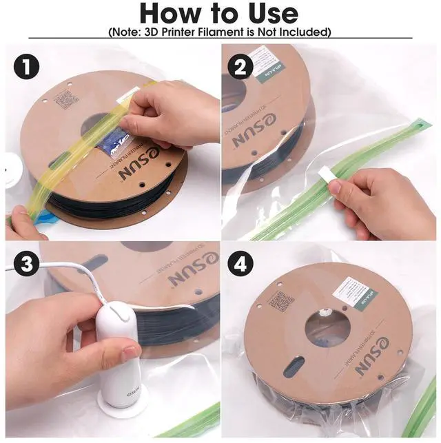 Alt view image 4 of 7 - eSUN 3D Printing Filament Electronic Vacuum Storage Kit Pro 2, Spool Storage Sealing Bags Dust Proof Humidity Resistant for Keeping Filament Dry, 10 Vaccum Bags/Kit