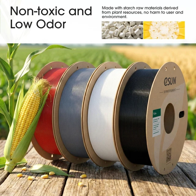 Alt view image 2 of 7 - eSUN PLA+ Filament 3D Printer Filament 6KG Bundle 6 Colors,PLA Plus 1.75mm, 6 x 1KG Spools, High Toughness, +/- 0.03mm Accuracy; Black, White, Grey, Bone White, Pine Green, Red
