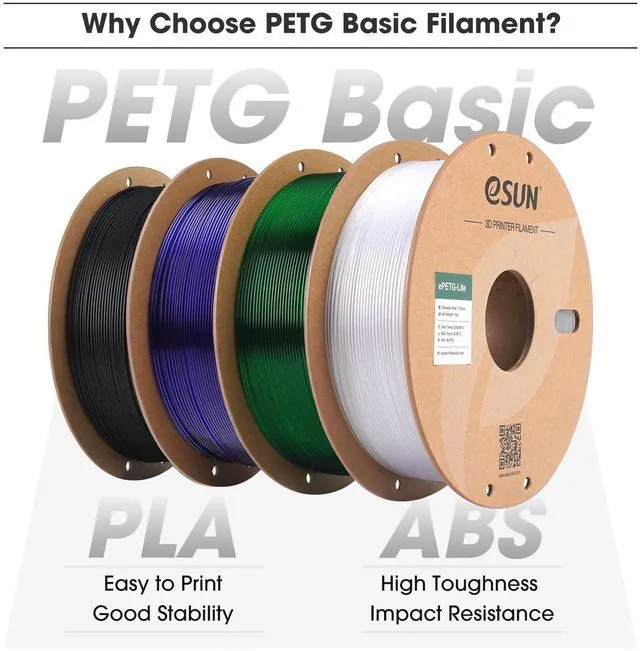 Alt view image 3 of 6 - eSUN Basic PETG Filament 1.75mm, High Toughness Glossy PETG 3D Printing Filament, 1KG Spool (2.2 LBS) 3D Printer Filament, Red