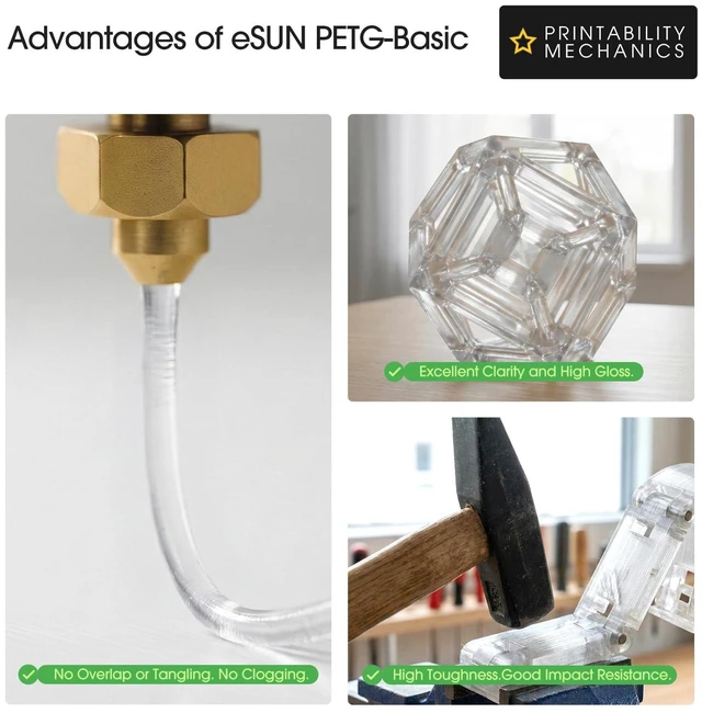 Alt view image 3 of 7 - eSUN PETG Basic Filament 1.75mm, High Toughness Glossy PETG 3D Printing Filament, 1KG per Spool, 3D Printer Filament, White