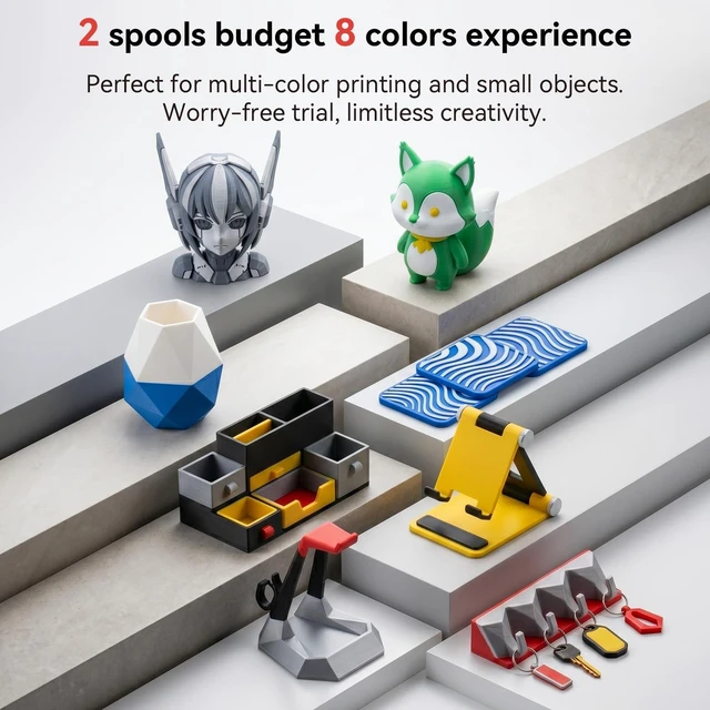 Alt view image 5 of 7 - eSUN PLA+ 3D Printer Filament Bundle PLA Plus Filament 1.75mm Multicolor PLA Vacuum Packed, 0.25kg per Spool, 8 Pack, 2kg Total