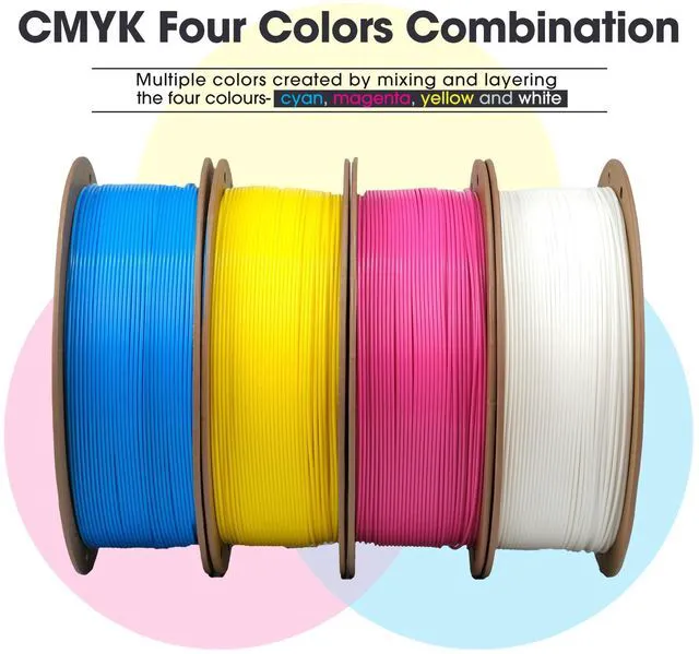 Alt view image 2 of 7 - eSUN CMYK PLA+ Filament 1KG*4 Bundle 1.75mm 3D Printer Filament PLA Plus,Dimensional Accuracy +/- 0.03mm CMYK Color Lithophane 3D Printing Filament Full Spectrum Compatible