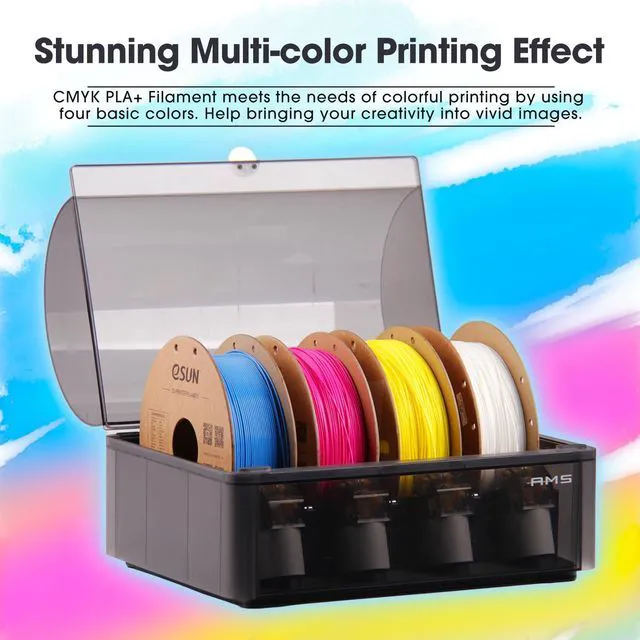 Alt view image 4 of 7 - eSUN CMYK PLA+ Filament 1KG*4 Bundle 1.75mm 3D Printer Filament PLA Plus,Dimensional Accuracy +/- 0.03mm CMYK Color Lithophane 3D Printing Filament Full Spectrum Compatible