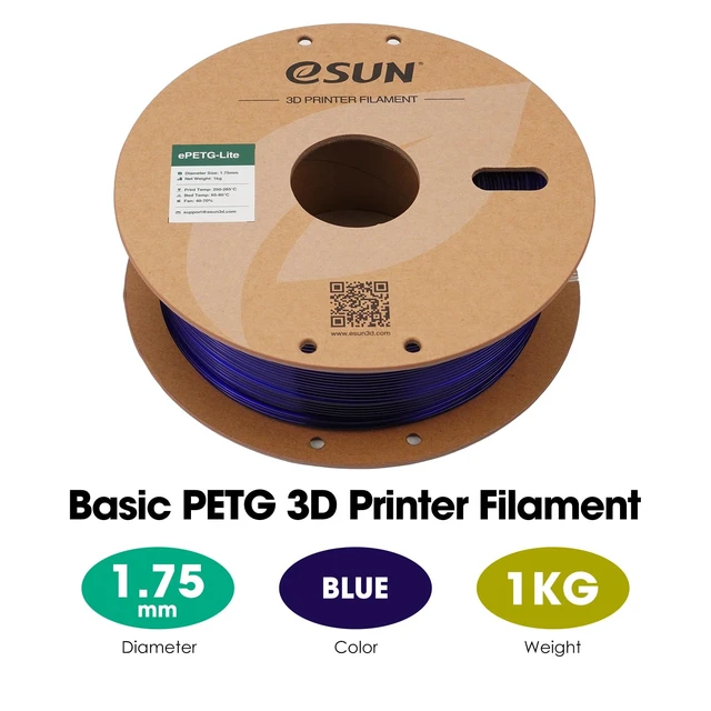 Alt view image 3 of 6 - eSUN PETG BasicFilament 1.75mm, High Toughness Glossy PETG 3D Printing Filament, 1KG Spool (2.2 LBS) 3D Printer Filament, Blue
