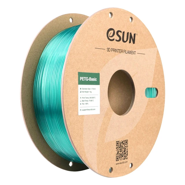 Alt view image 7 of 7 - eSUN PETG Basic Filament 1.75mm, High Toughness Glossy PETG 3D Printing Filament, 1KG Spool (2.2 LBS) 3D Printer Filament, Translucent Light Green