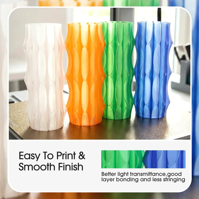 Alt view image 3 of 7 - eSUN PETG Basic Filament 1.75mm, High Toughness Glossy PETG 3D Printing Filament, 1KG Spool (2.2 LBS) 3D Printer Filament, Translucent Light Green