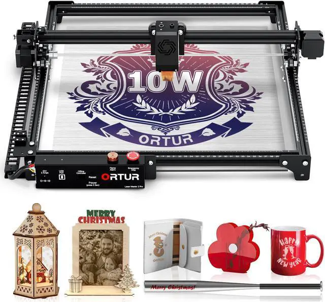 Main image of ORTUR Laser Master 2 Pro-S2-LU2-10A Laser Engraver, 10W Output Power Laser Cutter and Engraver Machine with 0.05 * 0.1mm Compressed Spot for Wood and Metal(400x400mm, with Air Assist Nozzle)