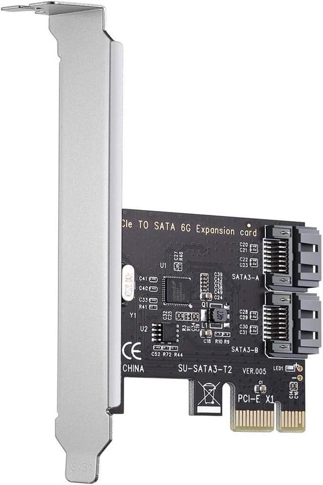 Alt view image 6 of 7 - PCI Express SATA 3.0 Controller Card, 2-Port PCIe to SATA III 6GB / s Built-in Adapter Converter, PCI-E to SATA 3.0 Disk Array Card,with Small Bracket and 2 SATA Cable Support SSD and HDD