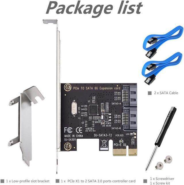 Alt view image 7 of 7 - PCI Express SATA 3.0 Controller Card, 2-Port PCIe to SATA III 6GB / s Built-in Adapter Converter, PCI-E to SATA 3.0 Disk Array Card,with Small Bracket and 2 SATA Cable Support SSD and HDD