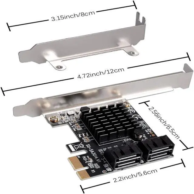 Alt view image 5 of 7 - SATA Card 4 Port with 4 SATA Cables, 6 Gbps SATA 3.0 Controller PCIE Expression Card with Low Profile Bracket Support 4 SATA 3.0 Devices
