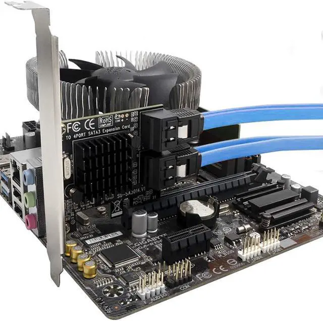 Alt view image 7 of 7 - SATA Card 4 Port with 4 SATA Cables, 6 Gbps SATA 3.0 Controller PCIE Expression Card with Low Profile Bracket Support 4 SATA 3.0 Devices