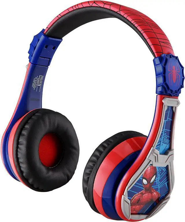 Alt view image 2 of 6 - eKids Spiderman Wireless Bluetooth Portable Headphones with Microphone, Volume Reduced to Protect Hearing Rechargeable Battery, Adjustable Kids Headband for School Home or Travel