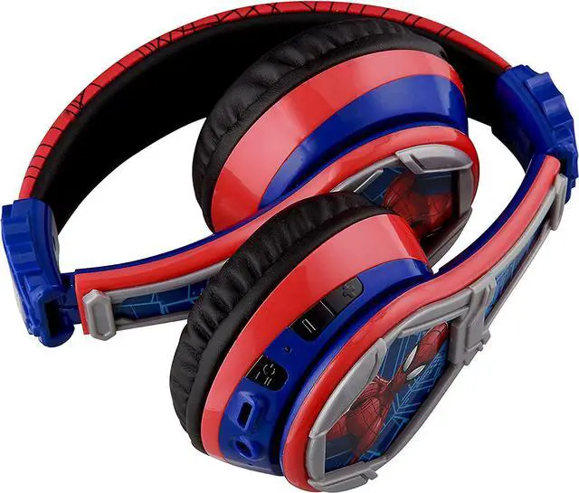 Alt view image 3 of 6 - eKids Spiderman Wireless Bluetooth Portable Headphones with Microphone, Volume Reduced to Protect Hearing Rechargeable Battery, Adjustable Kids Headband for School Home or Travel