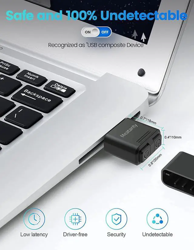 Alt view image 3 of 7 - Meatanty USB Mouse Jiggler Tiny Undetectable Mouse Mover with Separate Mode and ON/OFF Buttons,Digital Display and Protective Cover,Supports Multi-Track,Driver-Free,Plug-and-Play Keeps PC Awake(2 Pcs)