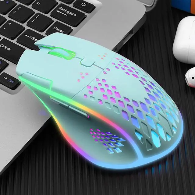 Alt view image 2 of 6 - Wireless Gaming Mouse C30 Silent Click Wireless Rechargeable Gaming Mouse with Double-Click Key and Colorful LED Lights 3 Level Adjustable DPI 400mah Lithium Battery for Gaming and Working