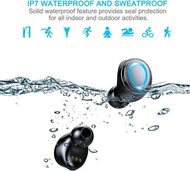 Alt view image 5 of 7 - Wireless Earbuds, Bluetooth 5.1 Earbuds with 140H Playtime, Bluetooth Headphones Noise Cancelling Stereo Bass Wireless Earphones in Ear with Mic, USB-C Charging Case, IP7 Waterproof Headset for Sports