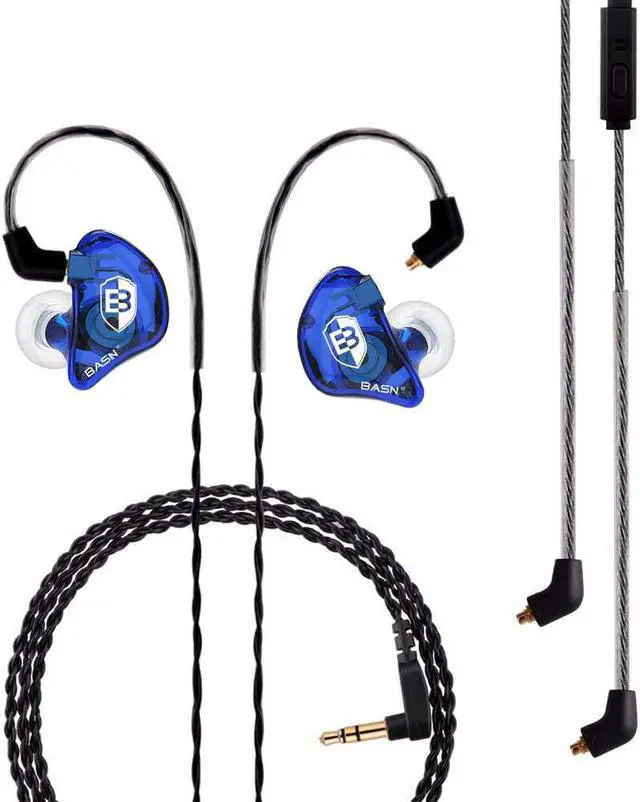Main image of BASN in Ear Monitor Headphones for Musicians Audiophiles Drummers, Bsinger Pro Noise Isolating Earbuds with Dual Driver Dynamic Crystal Clear Sound (Pro Clear Blue)