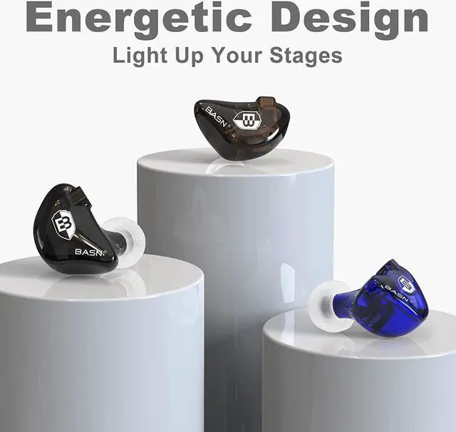 Alt view image 5 of 6 - BASN in Ear Monitor Headphones for Musicians Audiophiles Drummers, Bsinger Pro Noise Isolating Earbuds with Dual Driver Dynamic Crystal Clear Sound (Pro Clear Blue)