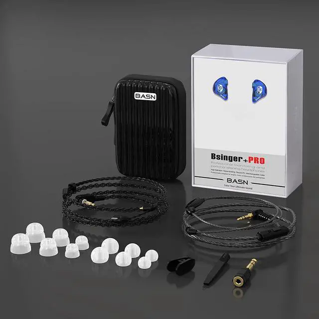 Alt view image 6 of 6 - BASN in Ear Monitor Headphones for Musicians Audiophiles Drummers, Bsinger Pro Noise Isolating Earbuds with Dual Driver Dynamic Crystal Clear Sound (Pro Clear Blue)