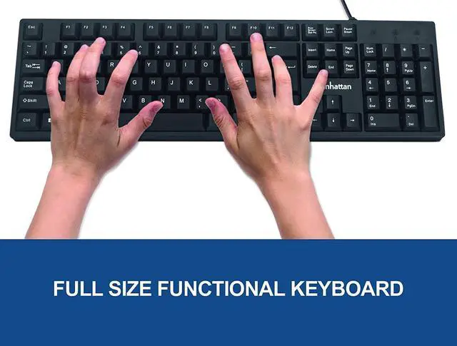 Alt view image 2 of 7 - Manhattan Wired Computer Keyboard  Basic Black Keyboard - with 4.5ft USB-A Cable, 104-keys, Foldable Stands - Compatible for Windows, PC, Laptop - 3 Yr Mfg Warranty  179324