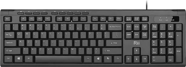 Main image of Rii RK907 Ultra-Slim Compact USB Wired Keyboard for Mac and PC,Windows 10/8 / 7 / Vista/XP (Black) (2PCS)
