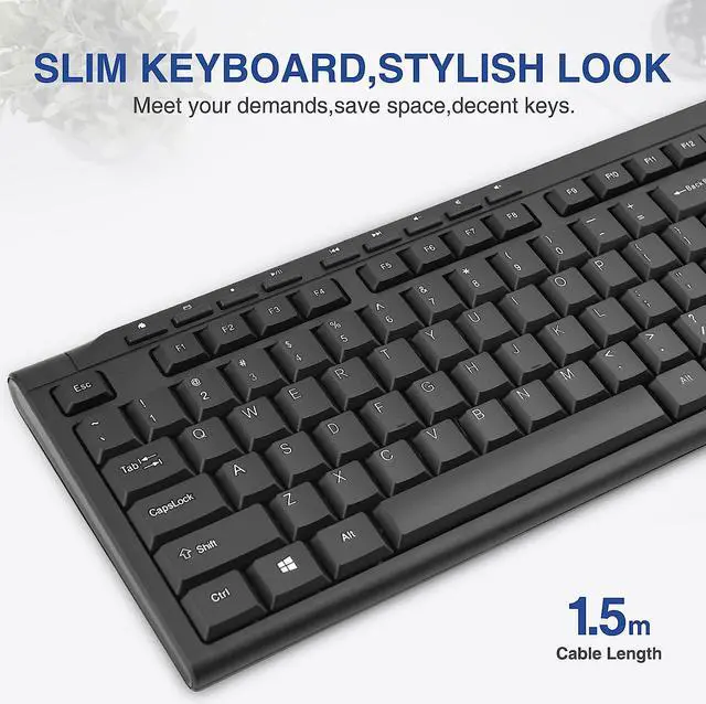 Alt view image 3 of 7 - Rii RK907 Ultra-Slim Compact USB Wired Keyboard for Mac and PC,Windows 10/8 / 7 / Vista/XP (Black) (2PCS)