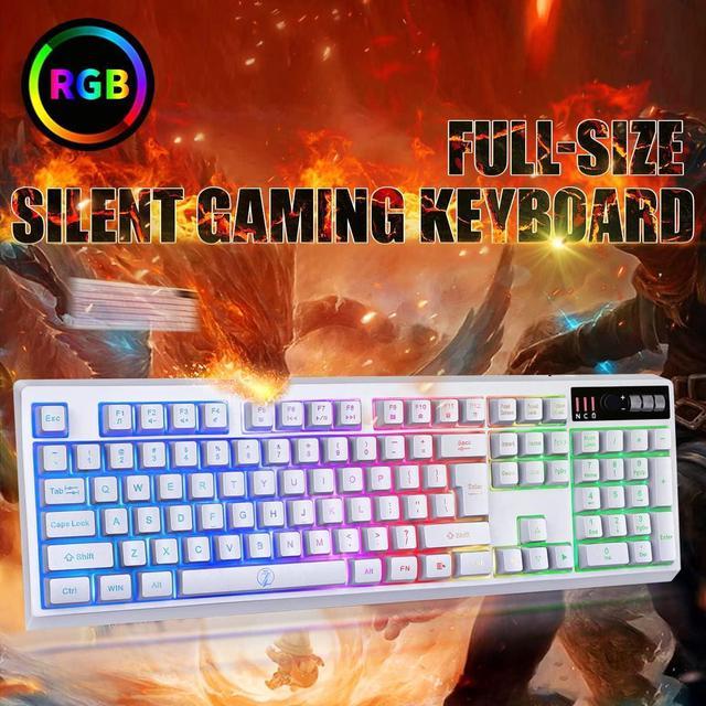 ZJFKSDYX C104 Wireless Gaming Keyboard and Mouse Combo, Waterproof 104 Keys  US Layout RGB Backlit Rechargeable Mechanical Feel Ergonomic Keyboard and  RGB Mute Mouse for PC Gamers (White) - Newegg.com