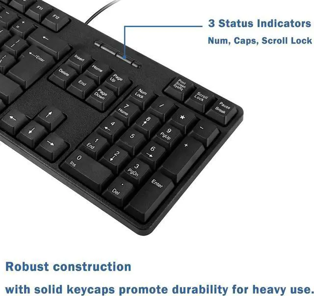 Alt view image 5 of 5 - Wired PS2 104 Keys Computer Keyboard with Stands,Black,Waterproof - US Layout Compatible for Windows, PC, Laptop