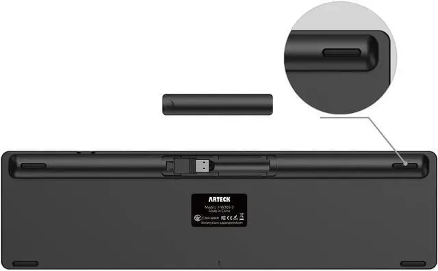Alt view image 5 of 7 - Arteck 2.4G Wireless Keyboard Ultra Slim Full Size Keyboard with Numeric Keypad and Media Hotkey for Computer/Desktop/PC/Laptop/Surface/Smart TV and Windows 10/8/ 7 Built-in Rechargeable Battery