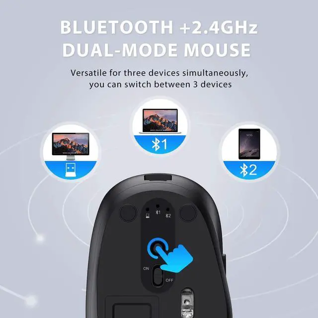 Alt view image 5 of 7 - iClever DK03 Bluetooth Keyboard and Mouse, Rechargeable Dual-Mode (Bluetooth 4.2 + 2.4G) Wireless Keyboard and Mouse Combo, Ultra-Slim Multi-Device Keyboard for Mac, iPad, Apple, Android, Windows