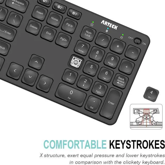 Alt view image 3 of 6 - Universal Backlit 7-Colors & Adjustable Brightness Multi-Device Full Size Wireless Bluetooth Keyboard for Windows, iOS, iPad OS, Android, Computer Desktop Laptop Surface Tablet Smartphone